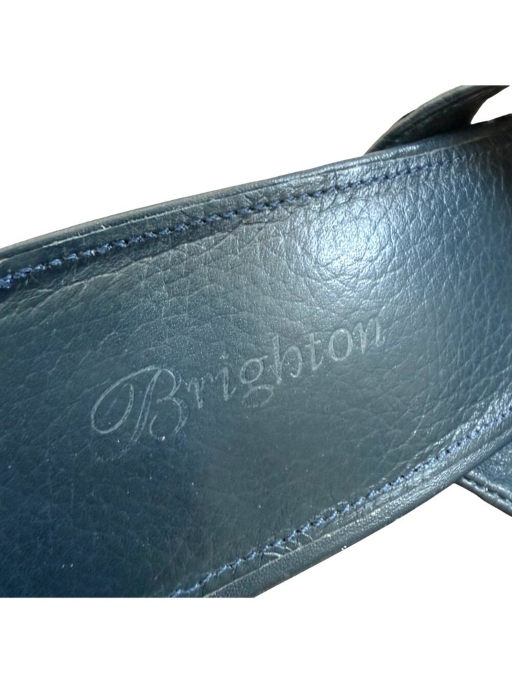 Brighton Women's Dress Sandals 8.5M Tamijo Blue Green Leather Croc Block Heel - Picture 6 of 6